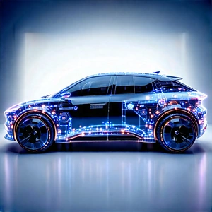 Innovative Electric Vehicle (design:1.32) With Futuristic Blue