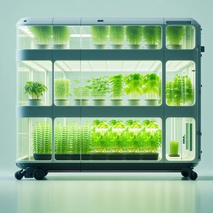 A Large, Modern Greenhouse Filled With A Variety Of Plants
