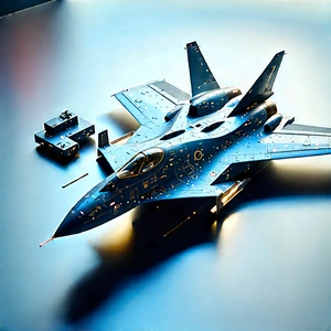 Aerospace Technology In Design Studio With Blue Fighter