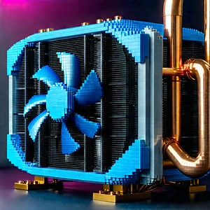 Close-up Of Cooling System With Blue Gold