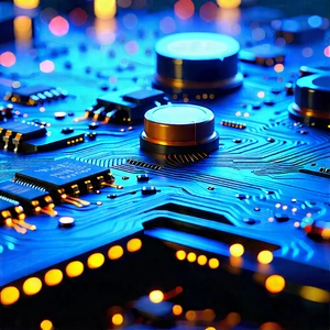 Close-up Of Electronic Circuit With Close-up Computer