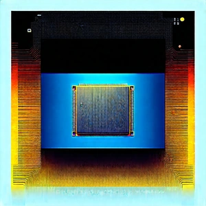 Microchip With Data Streams With Close-up Computer
