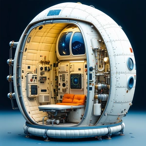 A Futuristic Spacecraft With A Large, Round, White Dome On Top