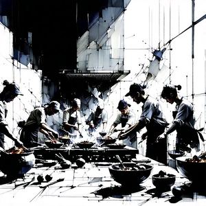Lifestyle Etching: Cooking Class With Colleagues With Image, Group