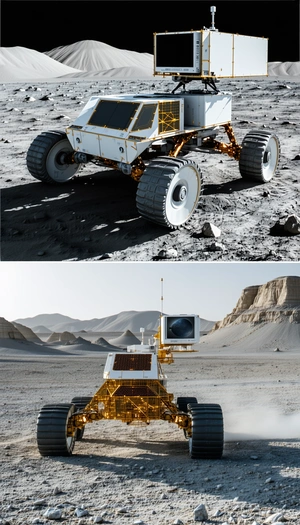 A Robotic Vehicle With A Television Screen On Its Front, Driving On A Rocky Terrain