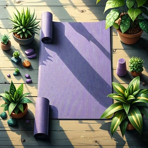 Lifestyle Isometric Design: Wellness scene with yoga mat and plants