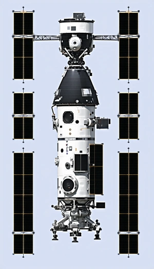A Space Shuttle Is Docked To A Space Station, And The Two Are Connected By A Long Tube