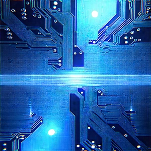 Circuit board with blue light (glow:1.44)