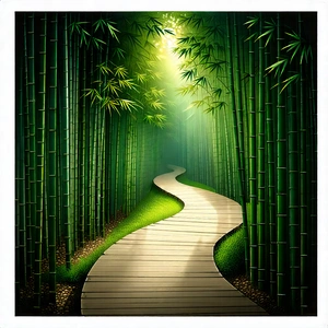 Nature Diagram Style: Path Through Bamboo Grove With Image, There