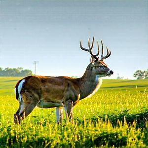 Nature Editorial Photography: Deer In Prairie Grassland With Large Deer
