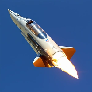 A Rocket Is Flying Through The Sky, Leaving A Trail Of Smoke Behind It