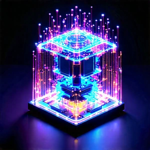 Quantum Computer With Neon Accents With Blue Purple
