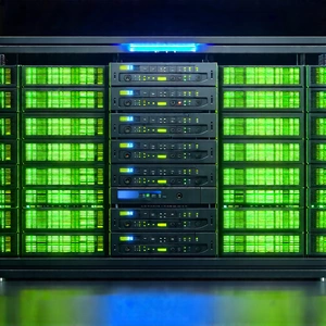 Server rack with data streams