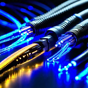 Close-up Of Fiber Optic Cables With Close-up Group