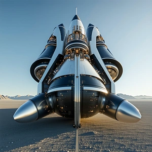A Futuristic Spacecraft With A Sleek Design, Resembling A Rocket Ship