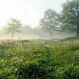 Nature Long Exposure Photography: Meadow During Foggy Morning With Image, There