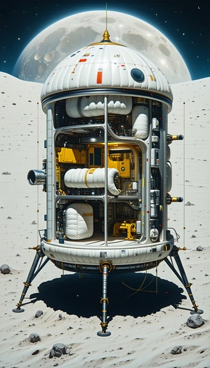 A Large White Spacecraft Is Shown In A Close-up View