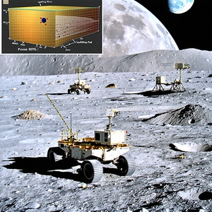 A Rover On The Moon, With A Large Satellite Dish On Top Of It