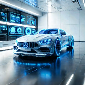 Automotive Technology In Tech Office With White Sports