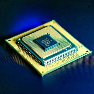Tech Macro Photography: Microchip With Laser Scanning With Computer Chip