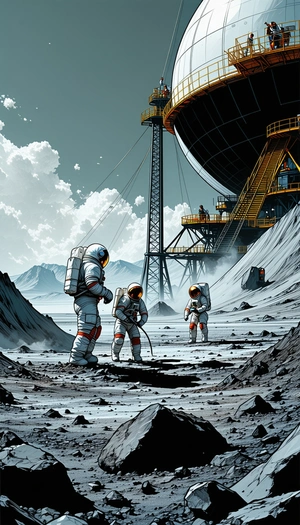 In The Image, There Are Three Astronauts Standing On A Rocky