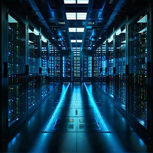 Tech Graphic Design: Futuristic server room