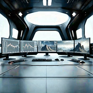 (futuristic:1.15) (digital:1.24) Workspace With Image, There