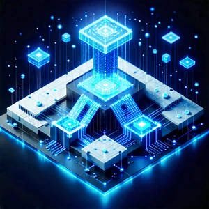 Tech Isometric Design: Blockchain network visualization