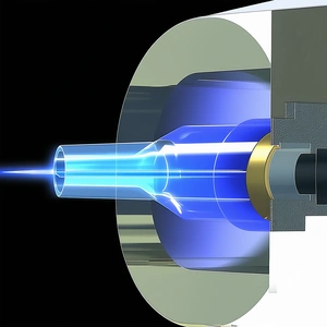 A Blue Light Is Emanating From A Tube, Which Is Located In The Center Of The Image