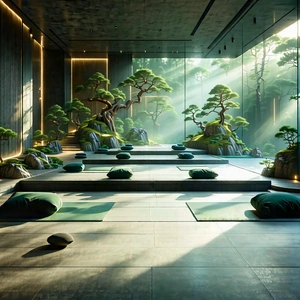 Lifestyle Drone Photography: Wellness Scene With Meditation Space With Image, There