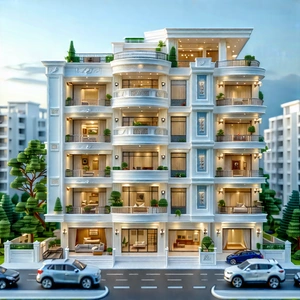 Urban Tilt-shift Photography: Modern Apartment Complex With Ornate Details With White Building