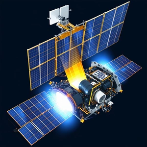 A Spacecraft With A Large Solar Panel On Its Side