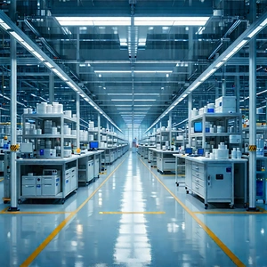 Healthcare Technology In Manufacturing Facility With Large, Clean,