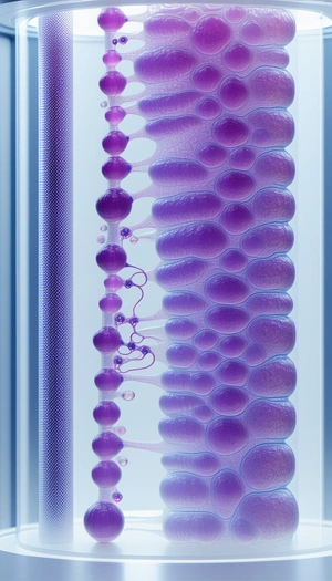 A Purple And Blue Tube-like Structure With A Series Of Purple And Blue Balls Inside