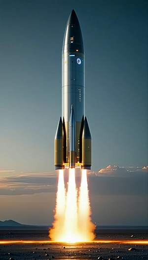 A Rocket Is Seen In The Sky, With Its Booster Rocket Attached