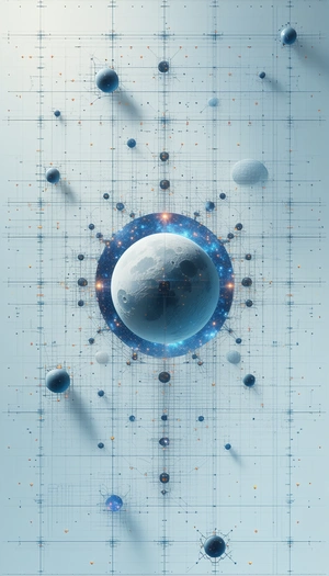 In The Image, There Is A Blue And White Planet With A Sun In The Center