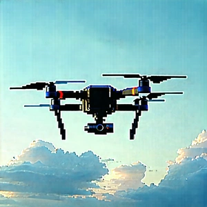 Drone With Streaming Content With Blue Black