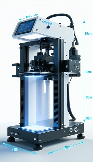 A Large Machine With A Blue Light On Top Of It