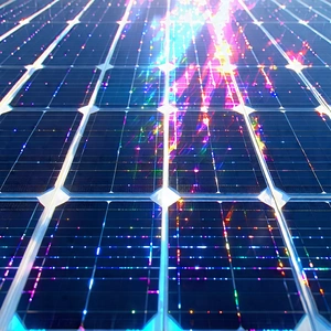 Tech Ink Drawing: Solar panel with holographic projection