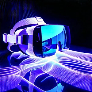 Vr Headset With Holographic Display With Pair Blue