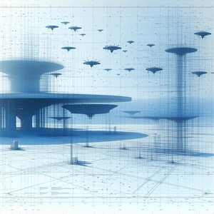 In The Image, There Is A Futuristic City With A Large Building And A Series Of Smaller Buildings