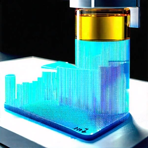 Tech Macro Photography: Financial Technology In (modern:1.18) Laboratory With Blue Yellow