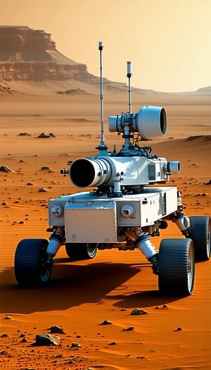 A Futuristic Robotic Vehicle With A Large Gun Mounted On Its Front