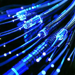 Close-up Of Fiber Optic Cables With Close-up Blue