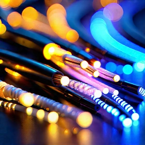 Close-up Of Fiber Optic Cables With Close-up Bunch