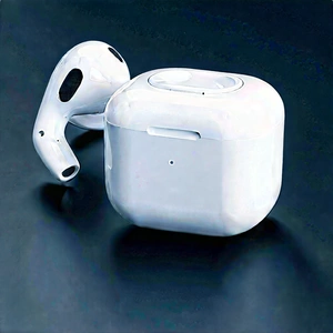 Wireless Earbuds With User Interface With White Apple