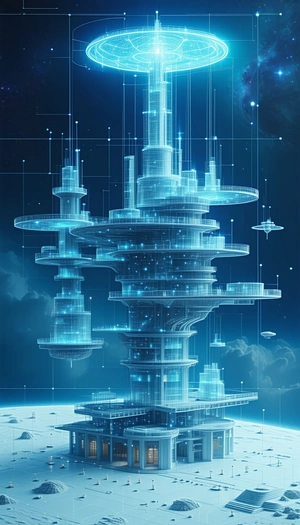 A Futuristic Cityscape Is Depicted In This Image