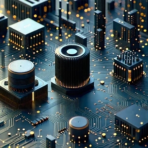 Close-up Of Sensor Array With Futuristic Cityscape
