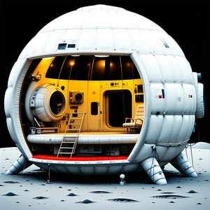 A Large White Spacecraft Is Shown In A Close-up View