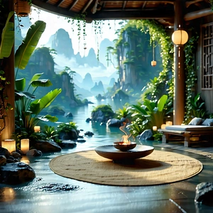 Lifestyle Landscape Photography: Wellness Scene With Aromatherapy With Image, There
